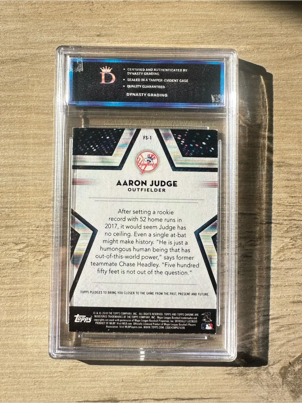 Aaron Judge Signed Rookie 2018 Topps Chrome Gem Mint 10 Novelty Baseball Card.